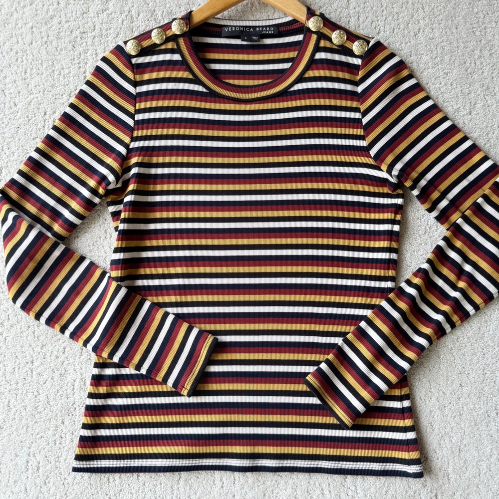 Veronica Beard Multicolor Striped Long Sleeve Top